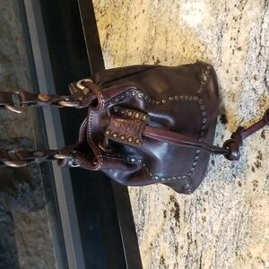 CAMPOMAGGI Teodorano Leather Bucket  Small Shoulder Bag Brown